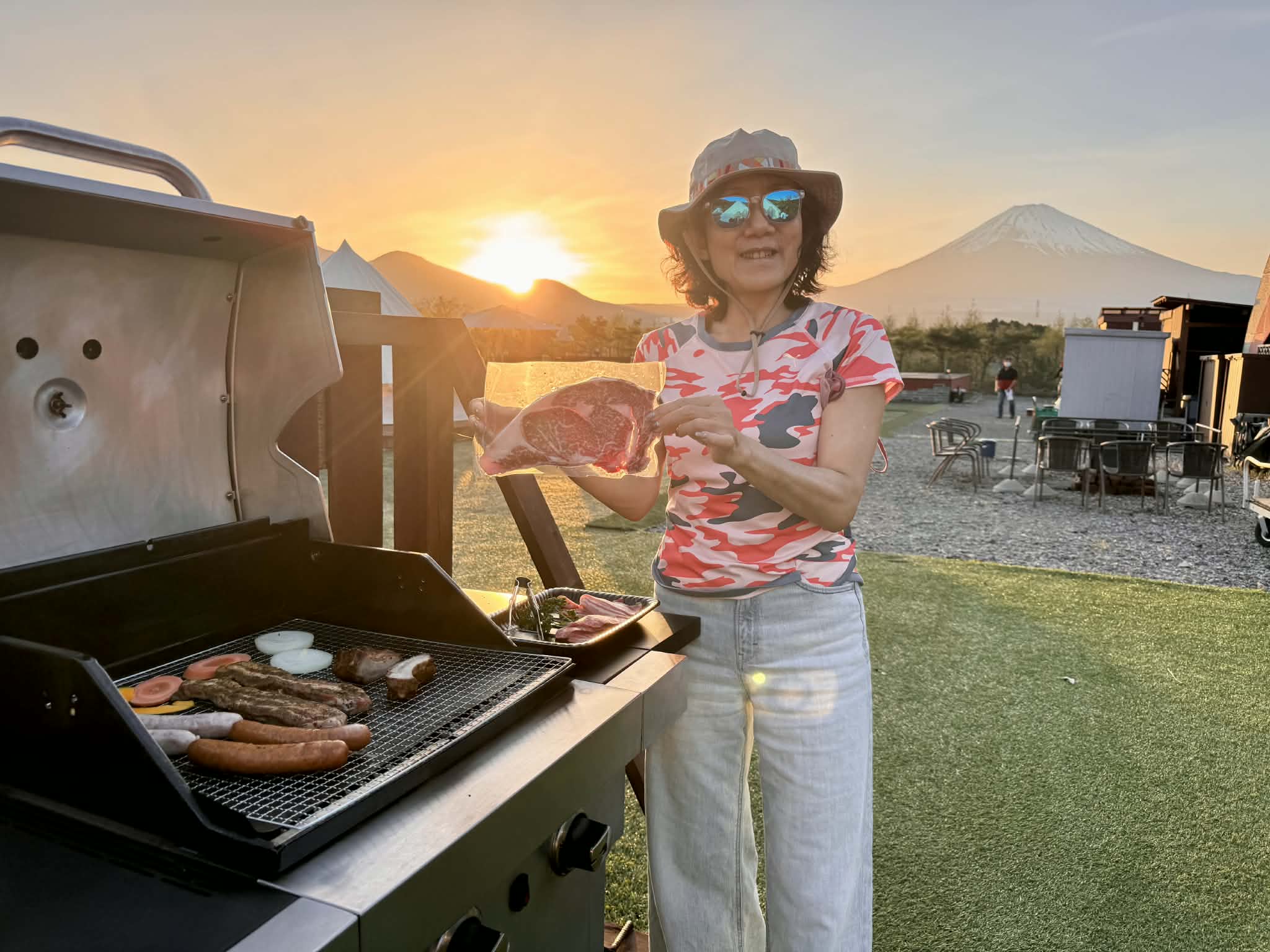 バーベキューと富士山